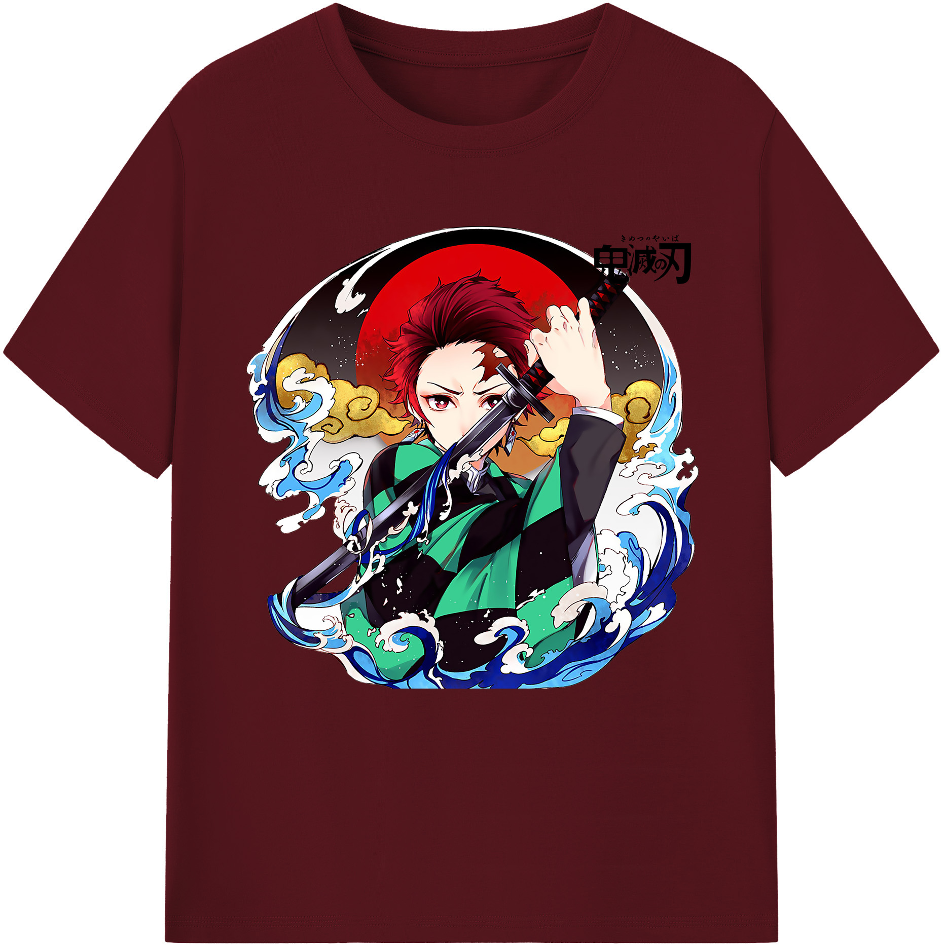 （画像用） 鬼滅の刃 竈門 炭治郎／かまど たんじろう Kamado Tanjirou 綿100％半袖Tシャツ（フロントプリント）